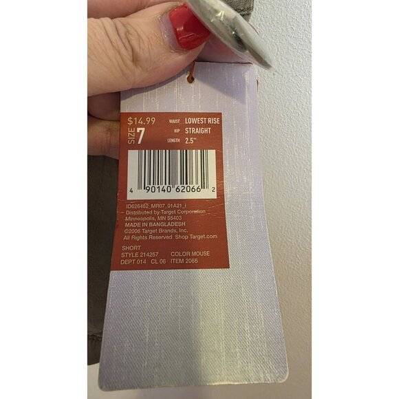 Mossimo Lowest Rise Flat Front Khaki Shorts Juniors Size 7 Brown NWT Fairycore - Picture 4 of 10